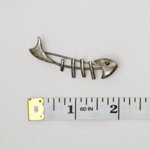 Silver Fish Bone Lapel Pin